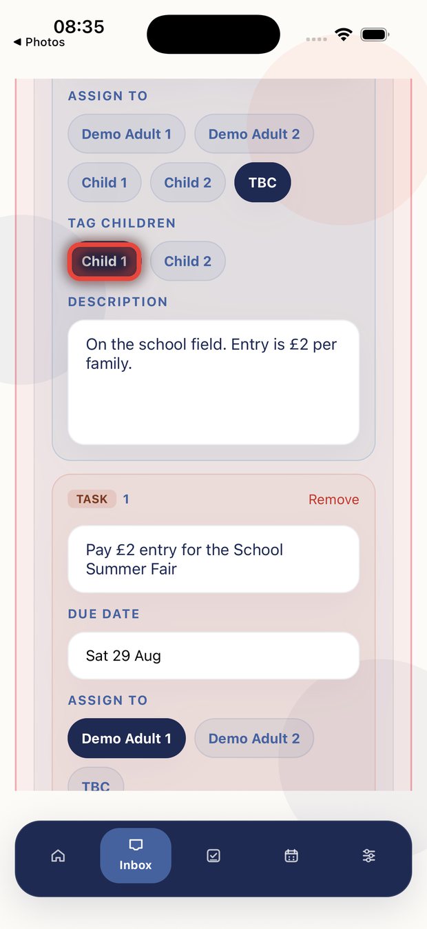 Tagging which child an event is for